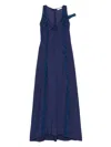 Les Filles D'eva Navy Blue Crepe Maxi Dress In Blue
