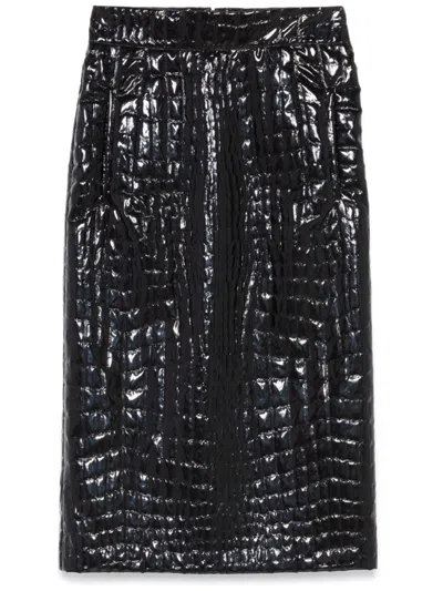 Les Filles D'eva Crocodile-effect Skirt In Black