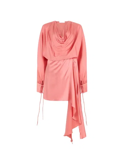 Les Filles D'eva Draped Cowl-neck Dress In Pink