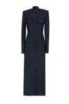 Les Filles D'eva Padded-shoulders Flap-pockets Dress In Blue