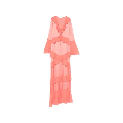 Les Filles D'eva Ruffled-details Maxi Dress In Pink