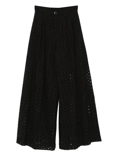 Les Filles D'eva Embroidered Trousers In Schwarz