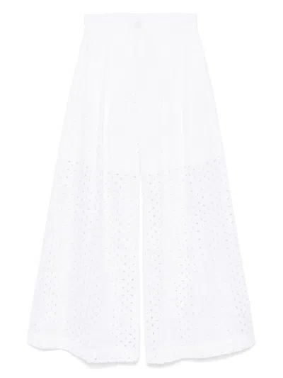 Les Filles D'eva Embroidered Trousers In Weiss
