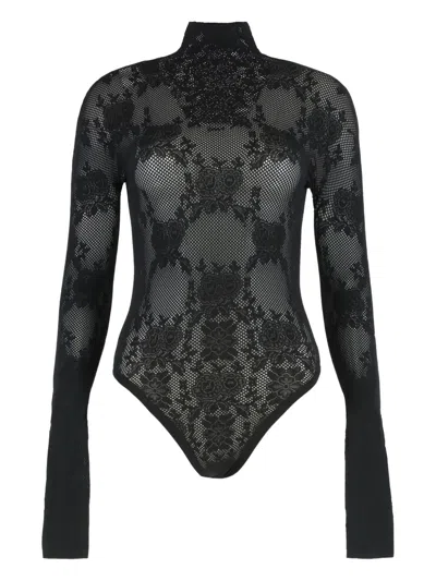 LES FILLES D'EVA FLOWER-LACE TURTLENECK BODYSUIT