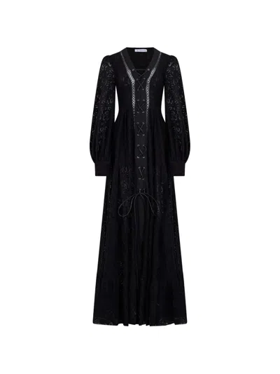 Les Filles D'eva Lace-up Tiered Dress In Black