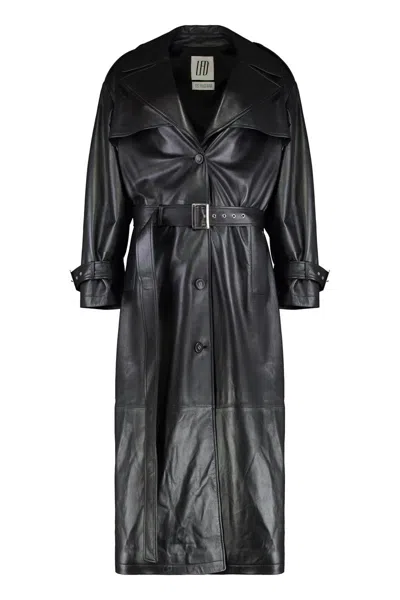 Les Filles D'eva Leather Trench In Black