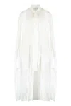 Les Filles D'eva Scarf-collar Lace-hem Long Shirt In White