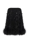 Les Filles D'eva Mini Dress With Sequins And Feathers In Black