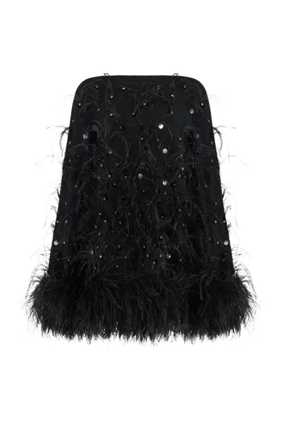 Les Filles D'eva Mini Dress With Sequins And Feathers In Black