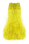 Les Filles D'eva Mini Dress With Sequins And Feathers In Yellow