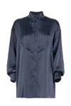 Les Filles D'eva Navy Silk Blouse In Blue