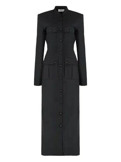 LES FILLES D'EVA PADDED-SHOULDERS FLAP-POCKETS DRESS
