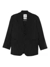 Les Filles D'eva Pinstripe Buttoned Blazer In Black