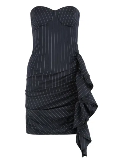 LES FILLES D'EVA PINSTRIPES RUFFLED MINI DRESS
