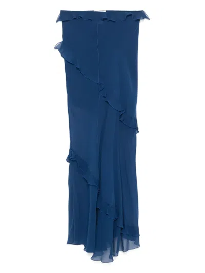Les Filles D'eva Ruffled Maxi Skirt In Blue