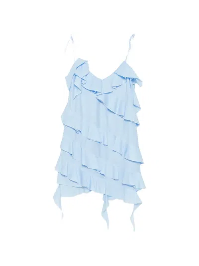 Les Filles D'eva Ruffled Mini Dress In Blue