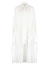Les Filles D'eva Scarf-collar Lace-hem Long Shirt In White