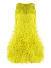 Les Filles D'eva Sequin-embellished Feather Mini Dress In Yellow