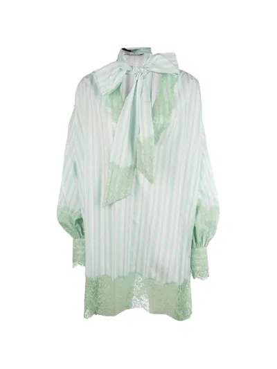 Les Filles D'eva Striped Lace Dress In Green