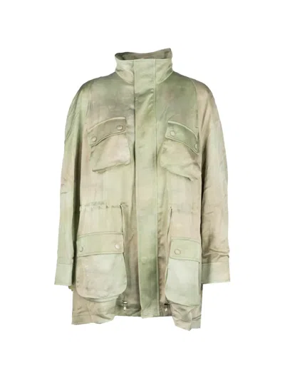 Les Filles D'eva Tie-dye Multi-pocket Jacket In Green