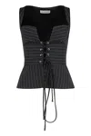 Les Filles D'eva Top In Pinstripe Pattern In Black