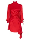 Les Filles D'eva Turtleneck Asymmetric Dress In Red