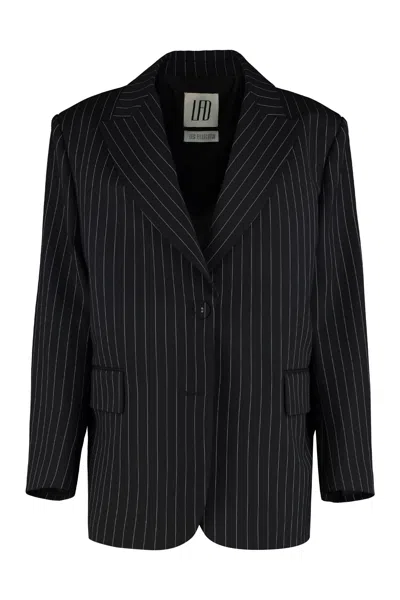 Les Filles D'eva Virgin Wool Pinstripe Blazer In Black