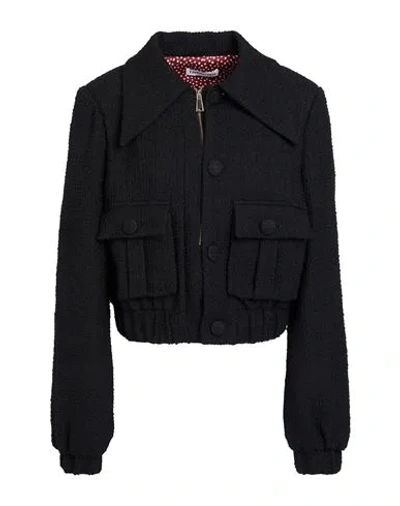 Les Filles D'eva Woman Jacket Black Size 8 Wool, Polyamide