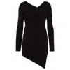 Les Friday Women's Black Sidney Ribbed Knit Off Shoulder Asymmetric Mini Dress In Black