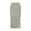 Les Friday Women's Grey Kelso Ribbed Knit Pencil Skirt With Decorative Buttons In Grey