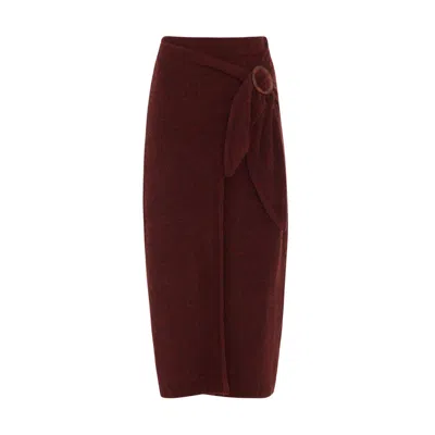Les Friday Women's Ida Midi Wool Blend Skirt - Red