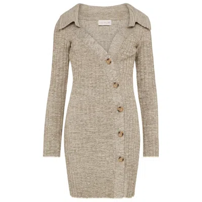 Les Friday Women's Logan Ribbed Knit Button Down Mini Dress - Grey