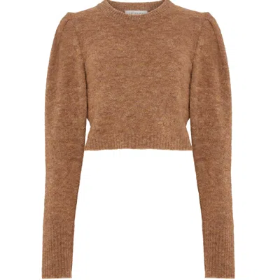 Les Friday Women's Mila Cropped Merino Wool Sweater - Camel Brown