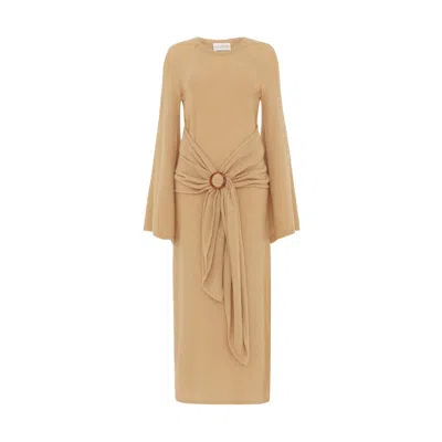 Les Friday Women's Neutrals Ida Wool Blend Knit Maxi Dress