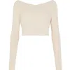 Les Friday Women's Rolla Ribbed Knit Cold Shoulder Top - Neutrals