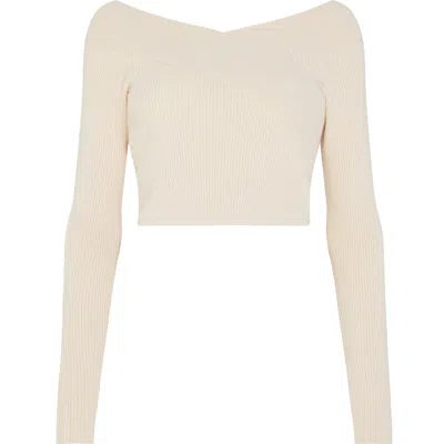 Les Friday Women's Rolla Ribbed Knit Cold Shoulder Top - Neutrals In Metallic
