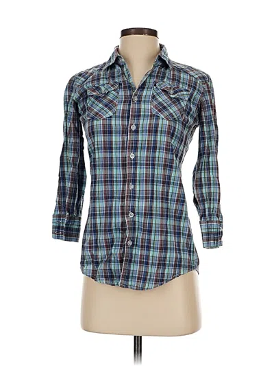 Pre-owned Les Halles 3/4 Sleeve Button Down Shirt In Blue