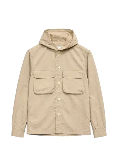 Les Héritiers Button-up Hooded Jacket In Neutral