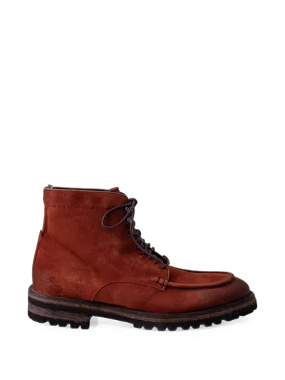 Les Héritiers Lace-up Suede Boots In Red