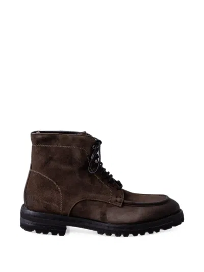 Les Héritiers Lace-up Suede Hiking Boots In Brown