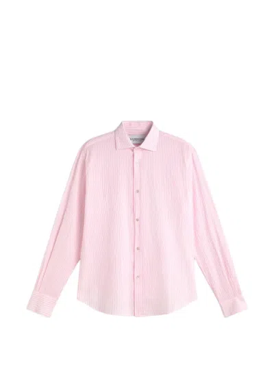 Les Héritiers Seersucker Striped Shirt In Pink