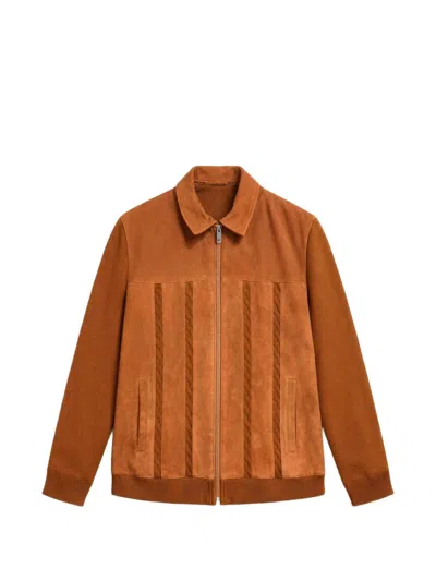 Les Héritiers Ter Zip-up Cardigan In Brown