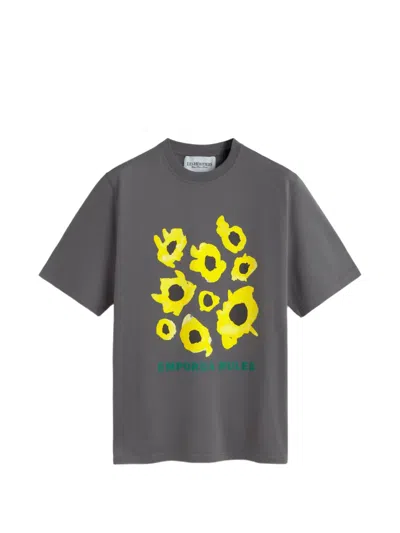Les Héritiers X Mas Sorrer Girasols Printed T-shirt In Gray