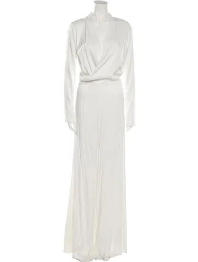 Pre-owned Les Héroïnes By Vanessa Cocchiaro Plunge Neckline Jumpsuit In White