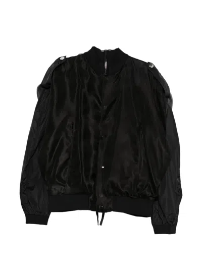 Les Hommes Back-zip Bomber Jacket In Black