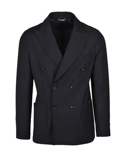 Les Hommes Black Double-breasted Wool Polyester Elastane Jacket