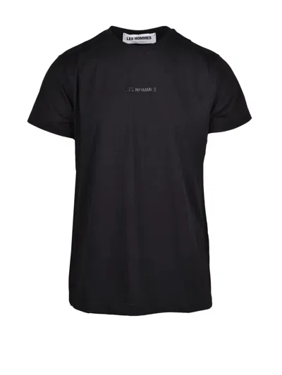 Les Hommes Black Short-sleeve Minimalist Stretch Cotton T-shirt
