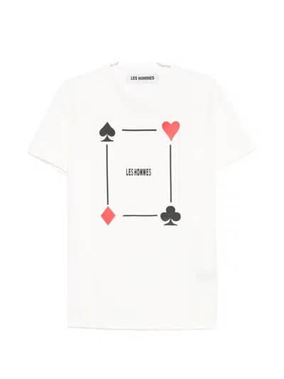 Les Hommes Card-print T-shirt In White