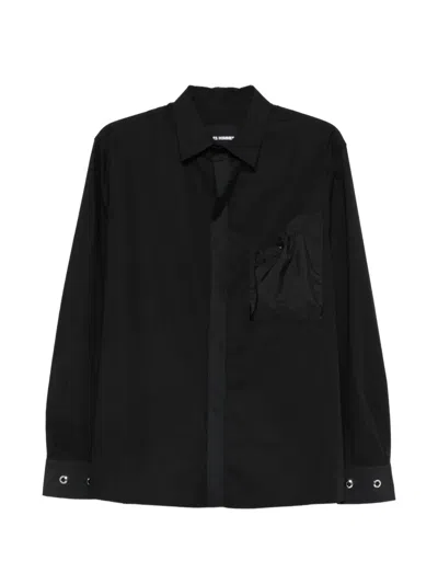 Les Hommes Chest-pocket Long-sleeve Shirt In Black
