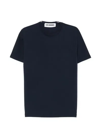 Les Hommes Contrast-trim T-shirt In Blue